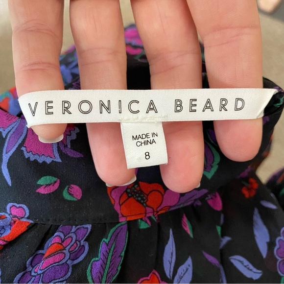 Veronica Beard Cicely Silk Floral Blouse Sheer Balloon Sleeve Size 8 - Picture 11 of 13